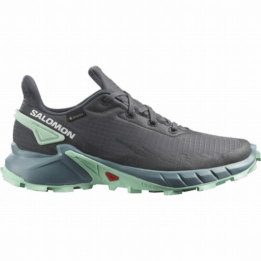 Salomon Alphacross 4 Gore-tex Hardloopschoenen Dames DonkerGrijs/Mintgroen (IAN565VL)